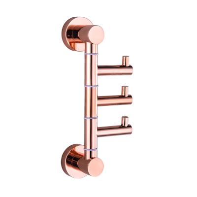 China High Quality Modern Rose Gold Multifunction Brass Movable Wall Coat Long Robe Hangs Cloth Long Robe Coat Hanger Hook Holder for sale