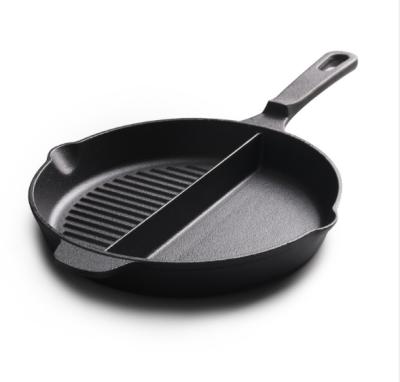 China Minimalist 2 in 1 Frying Pan Multi Functional Cast Iron Fry Pan Non Stickey Frying Steak Pans for sale