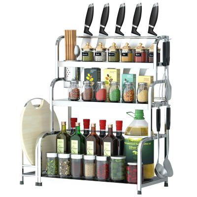 China Minimalist 3 Layer 30cm Luxury Edition Kitchen Stainless Steel Multifunctional Spice Rack for sale