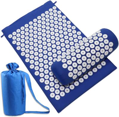 China New Natural Acupressure Mat 100% Cotton Massage and Mat Custom Logo OEM Acupressure Pillow Set for Back and Neck Pain Relief for sale