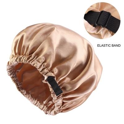 China New European and American Street Satin Hair Hat For Sleep Round Haircare Women Headwear Invisible Flat Silk Ceremony Adjusting Button Night Cap for sale