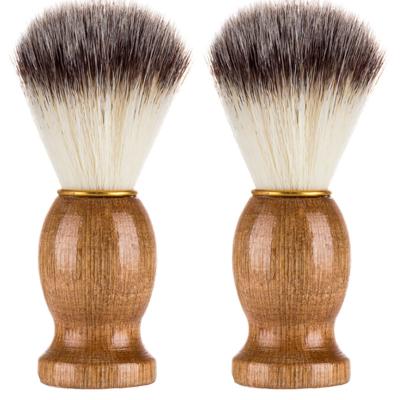 China Barber Salon Men Facial Beard Compact Hair Badger Shaving Brush Male Appliances Shaving Tool Razor Cleaning Brush With Wooden Handle for sale