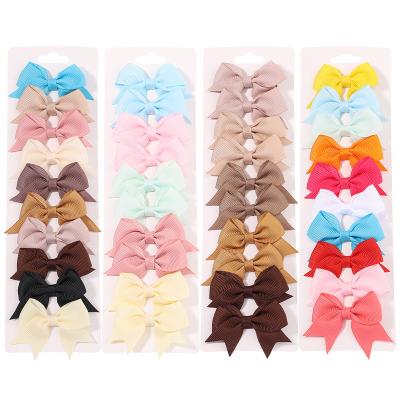 China New Convenient Solid Ribbon Bowknot Hair Clips 10Pcs/Set For Handmade Cute Babies Hairpin Barrettes Headwear Kids Hair Accessories for sale