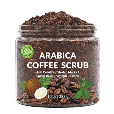 China Exfoliator Private Label Cellulite Stretch Mark Exfoliating Skin Whitening Arabica Natural Organic Coffee Anti Scrub Face Body Scrub for sale