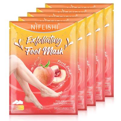 China Wholesale Private Label Natural Organic Furit Foot Moisturizing Exfoliation Peeling Foot Mask Nourishing Peach Foot Mask for sale