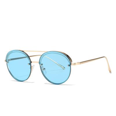 China 7129 Fashion round frame sunglasses new European and American custom sunglasses women's border soft sungl retro for sale