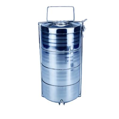 China 2/3/4 Tier Sustainable Double Walled Indian Food Carrier Stainless Steel Metal Insulated Lunch Box With Lids for sale