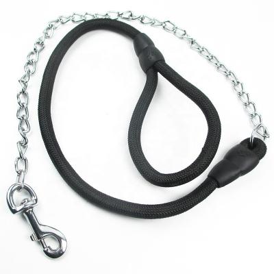 China Viable High Quality Nylon Material Dog Leash With Spring Iron Chain Anti-bite Nylon Leash For Medium And Large Dogs for sale