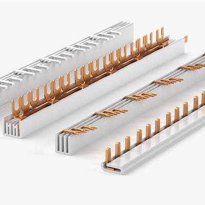 China MCB/PCB Copper Pin Busbar MCB Connector Busbar Connection 1P 2P 3P 4P U Plug-in Fork Type for sale