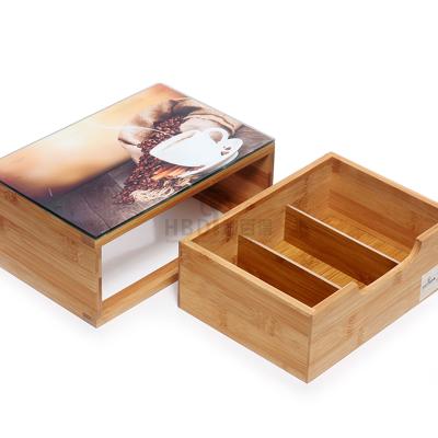 China Natural Customization 4 Pcs Drawer Organizer Bamboo Tableware Stocked Storage Box for sale