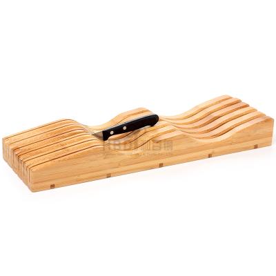 China Customized Sustainable Home Kitchen Bamboo Or Wooden Knife Organizer Drawer Insert for sale