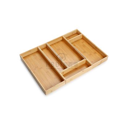 China High Quality 6pcs Bamboo Stackable Drawer Modern Expandable Silverware Storage Organizer for sale