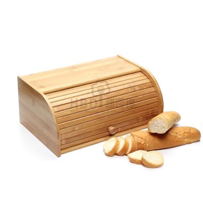 China Wholesale Viable Food Container Kitchen Organizer Food Storage Box Bamboo Cylinder Desktop Bread Box for sale