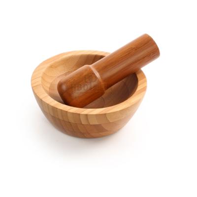 China Sustainable Wholesale Household Spice Book Durable Custom Bamboo Mortar And Pestle Set for sale