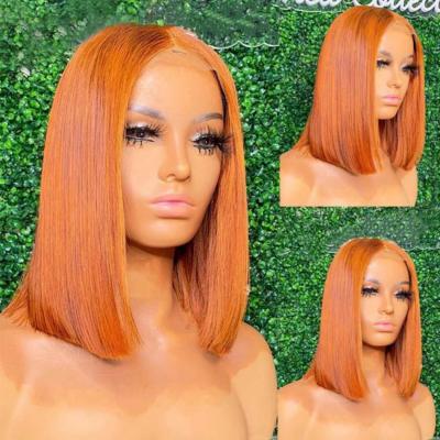 China Transparent Lace Front Wigs Ginger Bob Full Virgin Cuticle Aligned HD Straight Orange Hair Deal Discount Wigs for sale