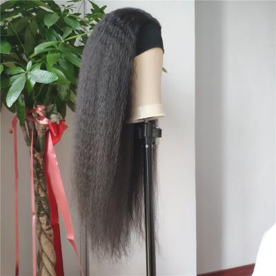 China Straight Unprocessed Yaki Straight Human Hair Yaki Cuticle Aligned Hair Band Wigs For Black Women for sale