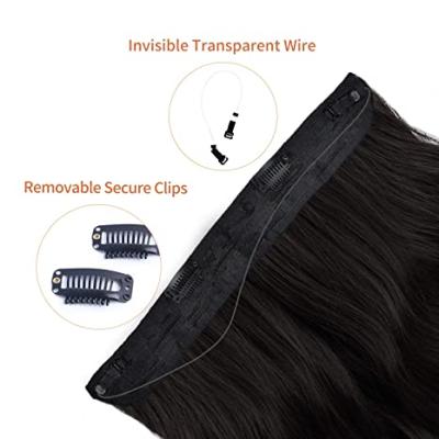 China Curly Wavy Halo Hair Extensions With Sheer Wire Adjustable Size Removable Safe Clips Invisible In Curly Wavy For Women for sale