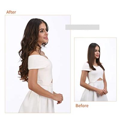 China Curly Wavy Halo Hair Extensions With Invisible Sheer Wire Adjustable Size Removable Safe Clips In Curly Wavy Dark Blonde for sale