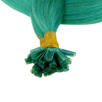 China Green Color Straight U Tip Extensions , Double Drawn Brazilian Hair Nail Tip Extensions 100 In Stock for sale