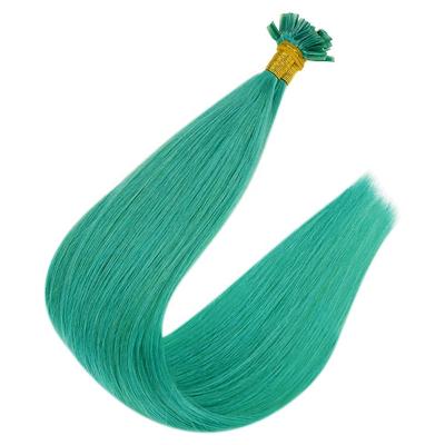 China Brazilian Straight Straight Hair Extension Double Tip Green Color U Tip Super Pulled Hair Extension for sale