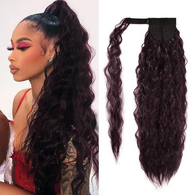 China Water Wave Best Selling 100% Cuticle Aligned Remy Hair Water Wave Ponytail Hair Extensions 10A #99J for sale