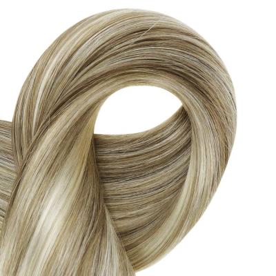 China Hand Tied Hand Drawn Russian Straight Human Remy Hair Extensions Hand Tied 100% Virgin Hair Double Weft for sale