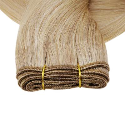 China 100% Hand Straightly Tied Weft Russian Remy Human Hair Extension Double Drawn Cheap European Virgin Injected Skin for sale