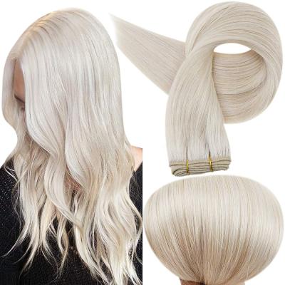 China Straight European Super Double Drown Remy Human Hair Hand Tied Weft 100% Virgin Hand Tied Hair Weft for sale