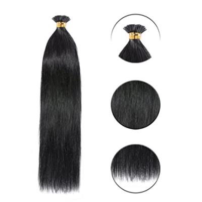 China Silky Straight I Tip Pre Bonded Hair Extensions Hair Keratin Stick In The Hair Extension Cold For Women #1B Black for sale