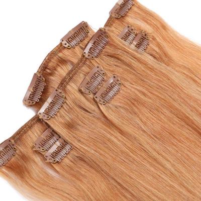 China Straight Clip In Hair Extensions Hair Extensions Medium Golden Brown Clip In Extensions Remy Hair Full Head Straight For Women for sale