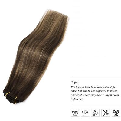 China Silky Straight Clip In Hair Extensions 100% Handmade Silky Real Hair Dark Blonde Straight Hair For Women for sale