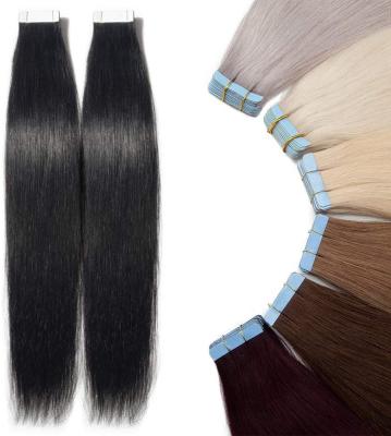 China Russian Natural Human Hair Extension Pulled Double European Straight Black Straight Human Hair Extension Tape for sale