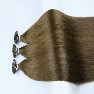 China Silky Straight Keratin Flat Tips Hair Extensions Brown Hair Flat Tips Remy Hair Extensions Pre Bonded Flat Tips for sale