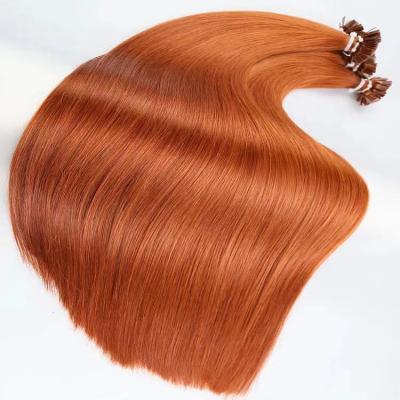 China 100% Silky Straight Remy Human Hair Nail Hair Extensions Nail Tip Color Remy Pre Bonded Ginger Remy Hair Extension for sale