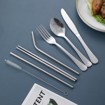 China Viable Wholesale Price Exquisite Portable 8Pcs Picnic Cheap Flatware Travel Set Stainless Steel Flatware Sets for sale