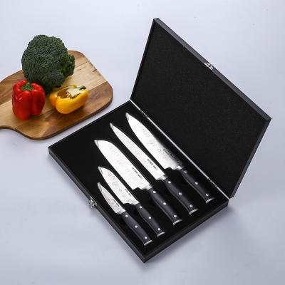 China Gift Set 5pcs Laser Pattern Damascus Stainless Steel Slicer Chef Knife Set Kitchen Knives Viable Cooking Knife for sale