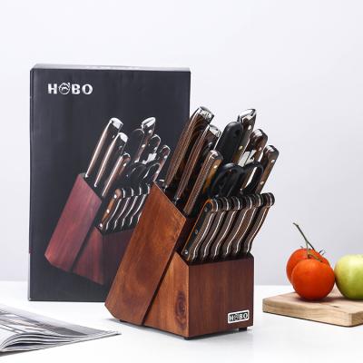 China Viable Japanese 14pcs Cooking Knife Scissors Stainless Steel Kitchen Chef Knives Knife Set With Wooden Block for sale