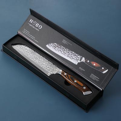 China 7 inch stainless steel professional kitchen knives viable santoku knife cooking japanese chef knife with box for sale