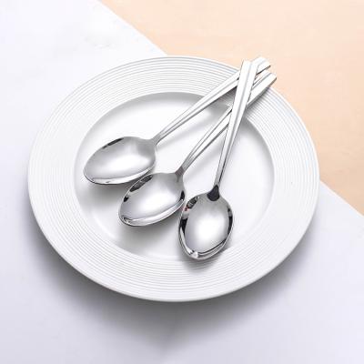 China Sustainable Fine Quality Eco Friendly Stylish Silver Metal Soup Spoons Set Stainless Steel Custom Spoon for sale