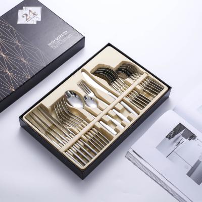 China Wholesale Custom Factory Sale Custom Logo Metal Dinner Knife Spoon and Fork 24pcs Silver Kitchen Cutlery Set Stainless Steel for sale