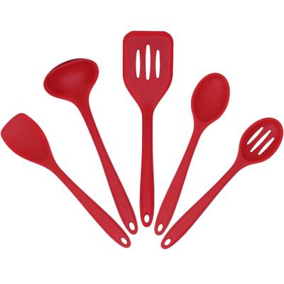 China Best Viable Red Silicone Utensil Set Silicone Kitchenware Kitchen Tools 5 Pieces Cooking Sets Cooking Utensils for sale