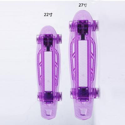 China Kid Store Selling PC 22inch Plastic Transparent Cruiser Mini Skateboard With Light Wheel for sale