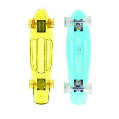 China Kid FISH 22inch PC Plastic Transparent Cruiser Skateboard With 4 Led Lightweight Wheels for sale