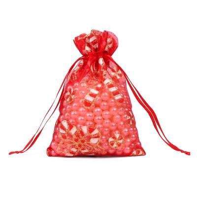 China Drawstring Christmas Gift Drawstring Hoop Yarn Sack Christmas Gift Storage Bag for sale