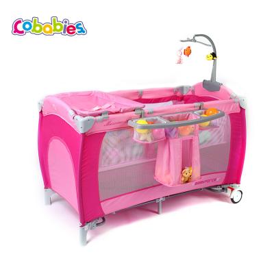 China Playpen Deluxe Foldable Portable Playard Baby Playard Baby Playard Travel Multifunctional Pink Hutch for sale