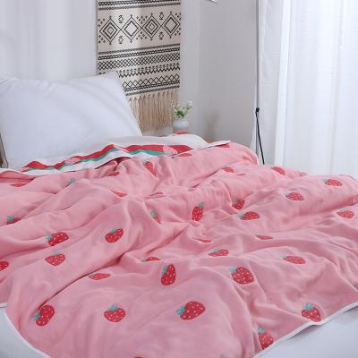 China 6 Layer Sustainable Gauze Blanket Printed Design 150*200cm Summer Cotton Blanket for sale