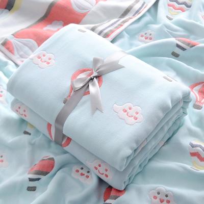 China 6 Layer Gauze Blanket Printed Design Bath Towel 100% Sustainable Cotton Baby Blanket for sale