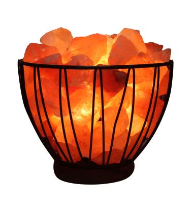 China Home Decoration Crystal Pink Natural Handcraft LED Salt Lamp Steel Himalayan Salt Night Light for sale