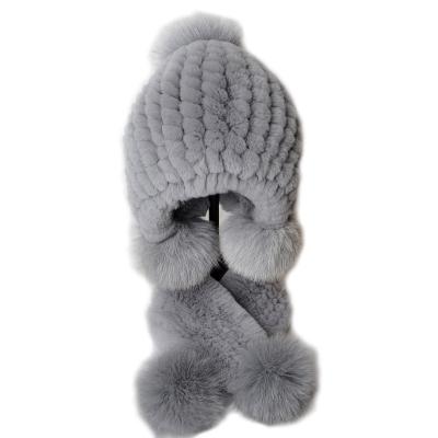 China Kids Winter Warm Beanie Pompom Rabbit Fur Scarf Hat Set SHF-0460 for sale