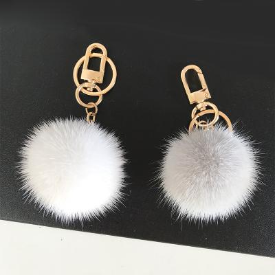 China Plush Mink Fur Key Chain Car Bag Ornaments Tassel Key Chain Pendant for sale